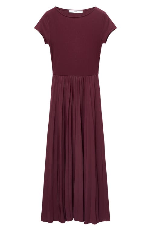 Mango Pleated A-line Dress In Burgundy