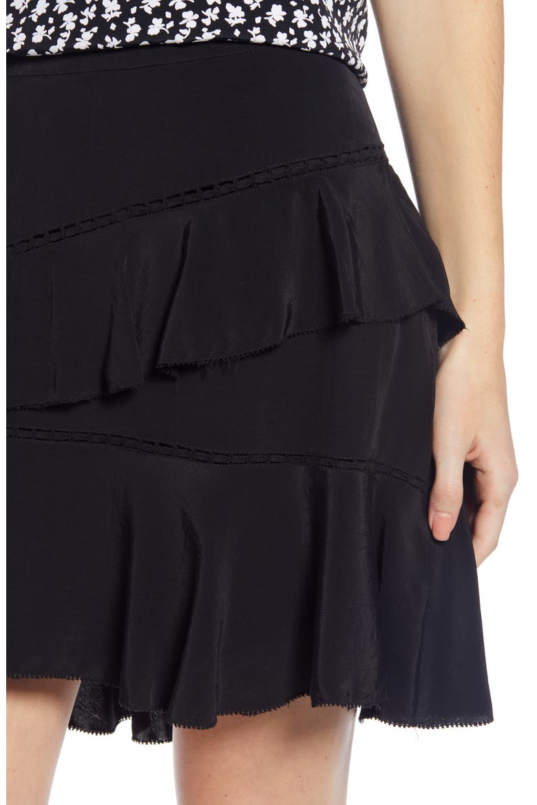 Tiered Ruffle High/Low Miniskirt (Nordstrom Exclusive), Alternate, color, BLACK