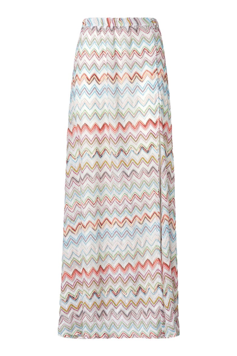Long Cover-up Skirt With 3d Zig Zag Lamé And Slit, Alternate, color, Multicoloured