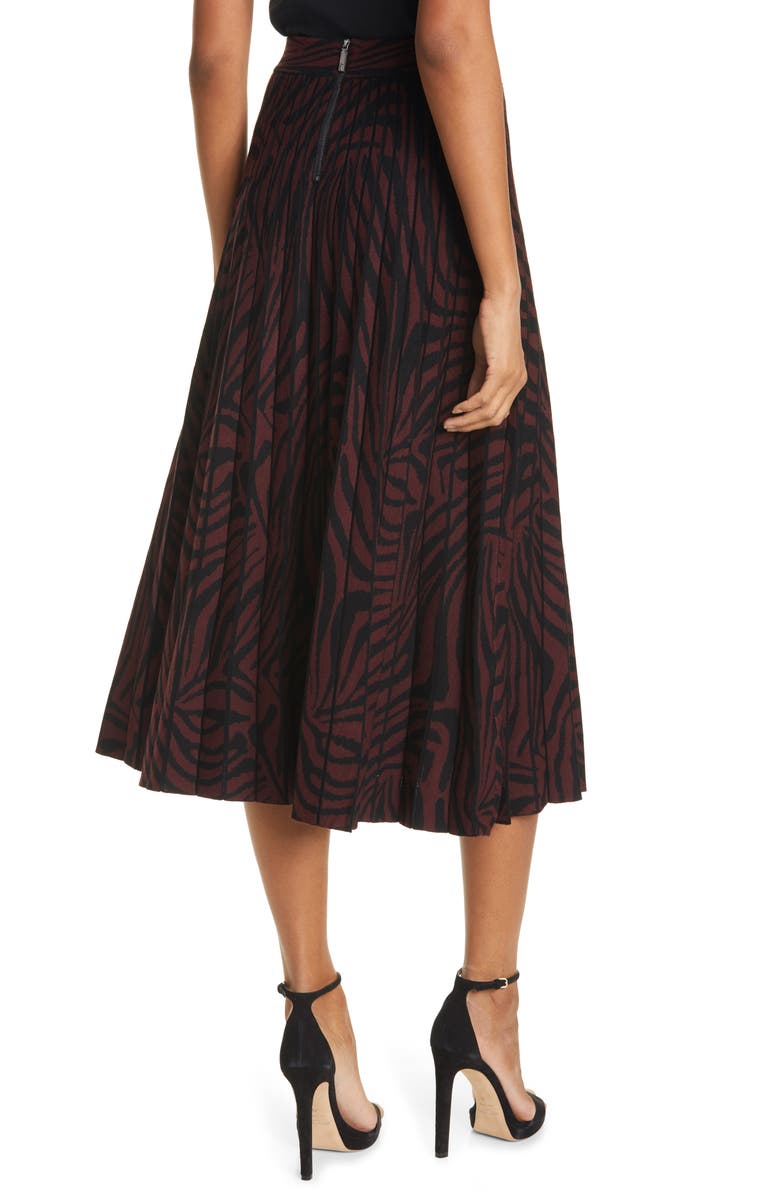Ted Baker London Pleated Zebra Print Skirt, Alternate, color,