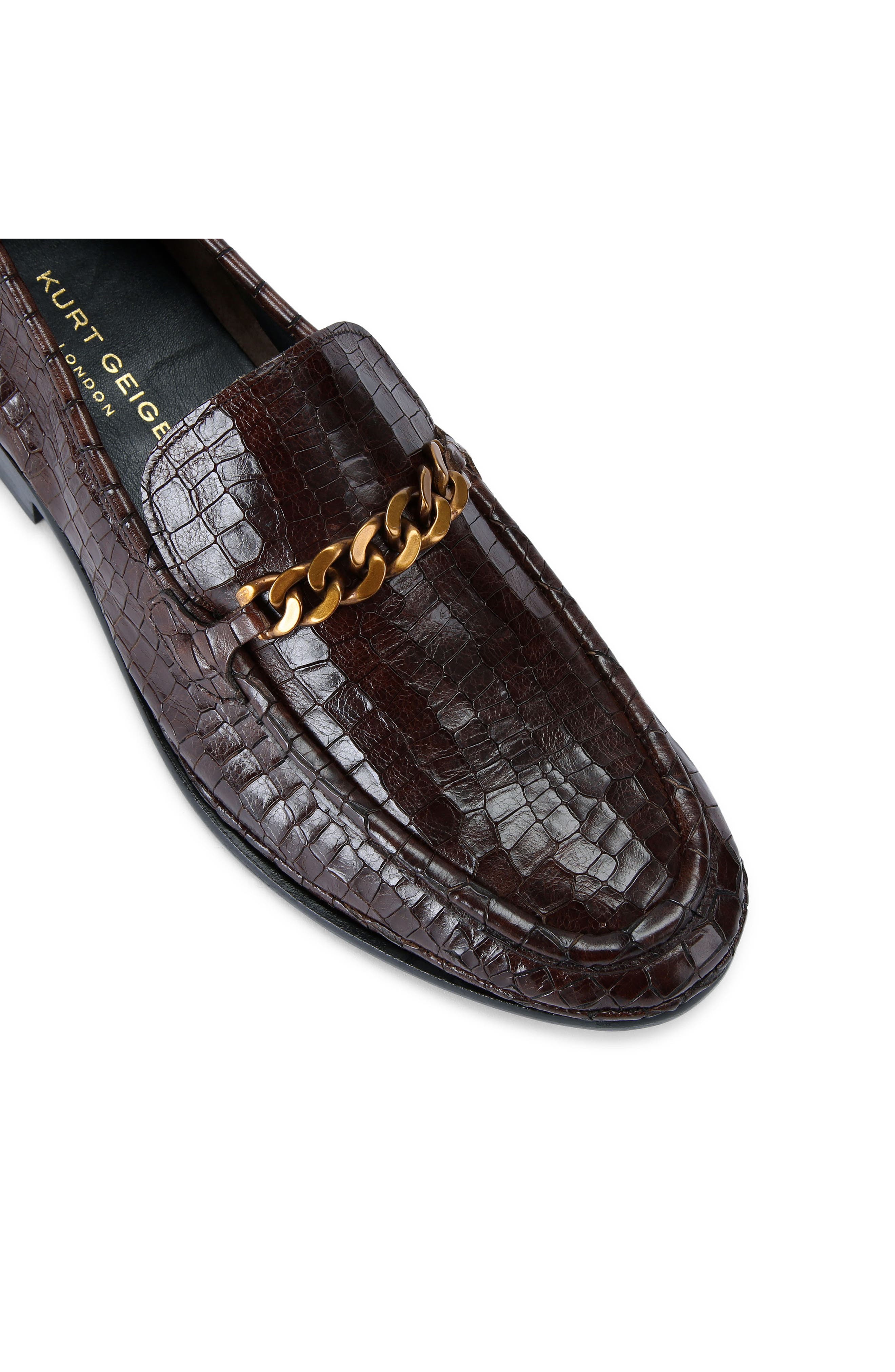 Luca Croc Embossed Loafer, Alternate, color, OPEN BROWN