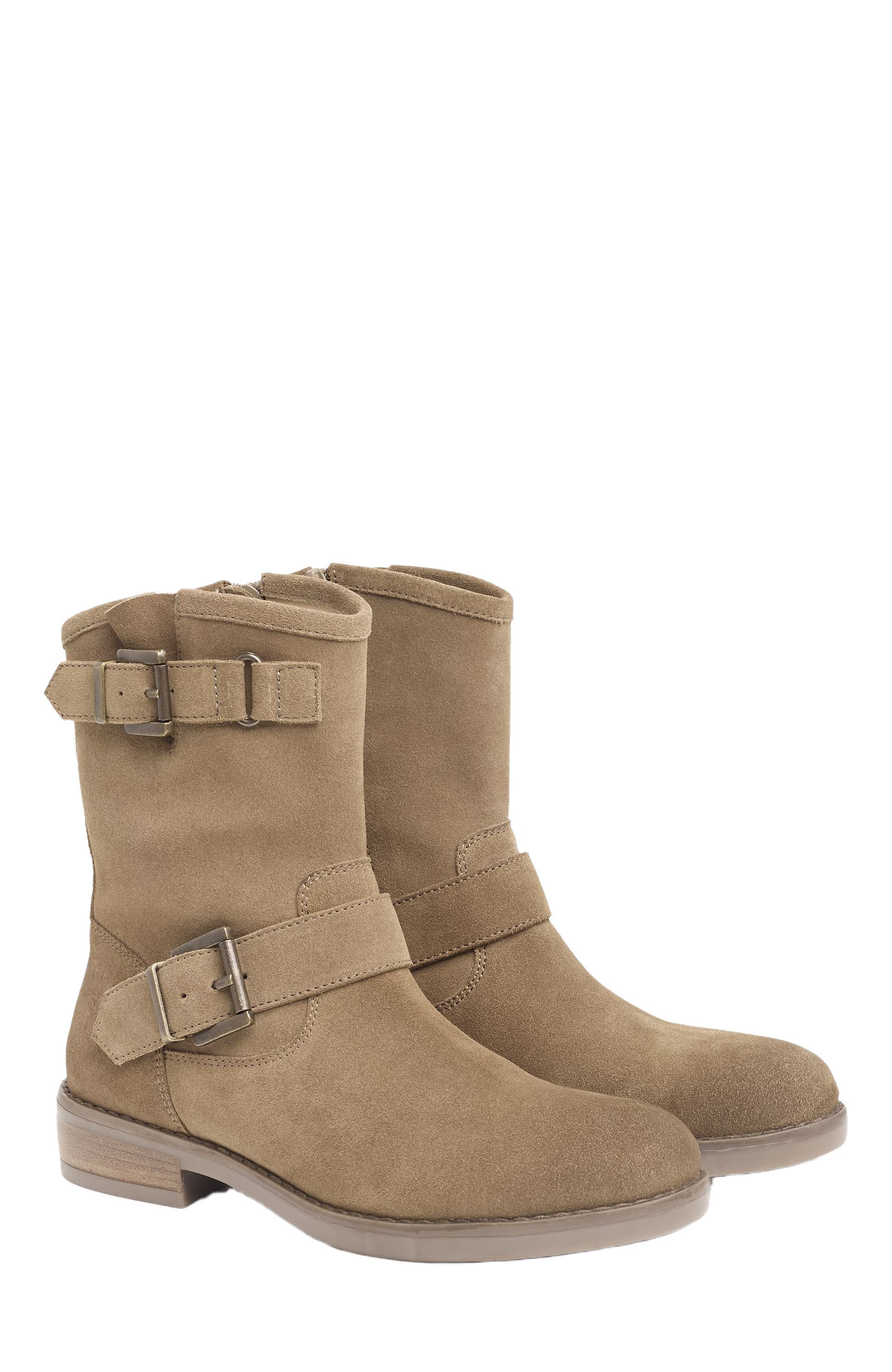 Celtic & Co. Slouch Biker Ankle Boot, Main, color, Taupe