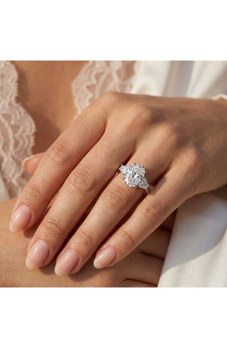 Bliss Diamond Certified 2 3/4Ct Oval & Heart Shape Diamond Engagement Ring Lab Grown 14k Gold, Alternate, color, 14K White Gold