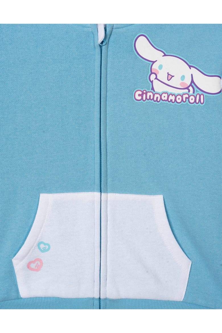 Hooded Ears Fleece Zip-Up Hoodie, Alternate, color, Cinnamoroll Blue