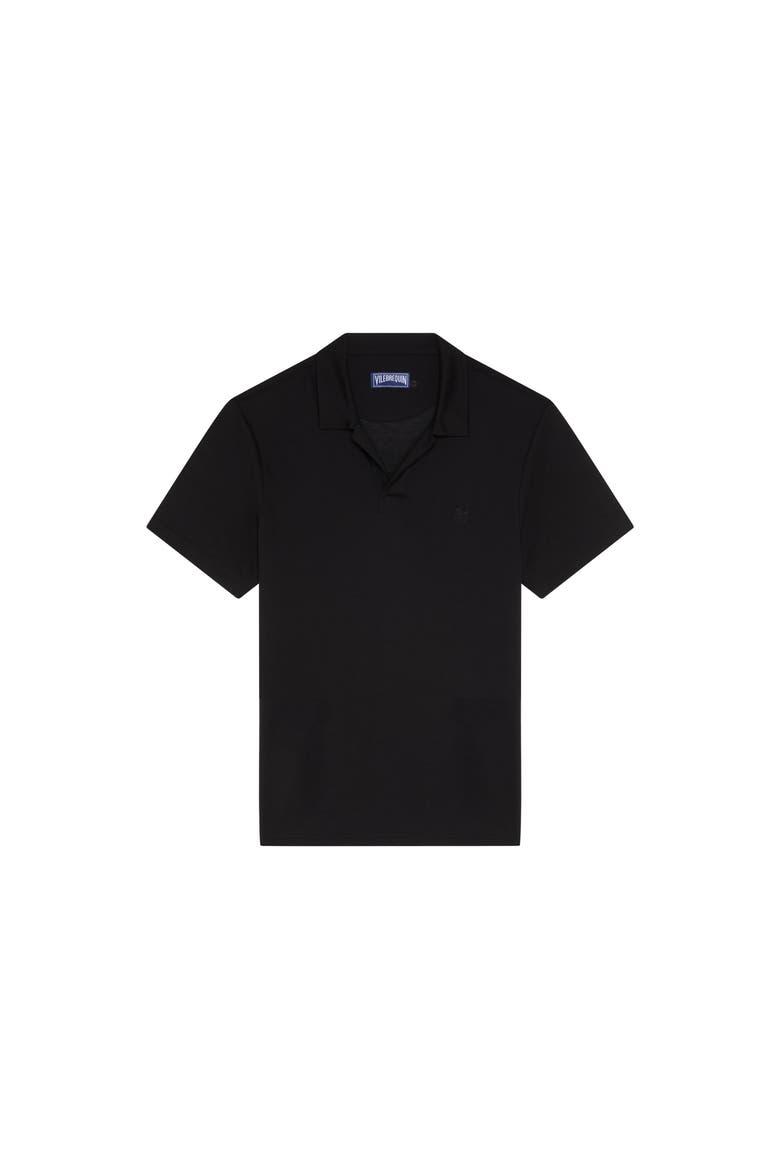 Men Tencel Polo Shirt Solid, Main, color, Black