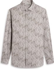 Bugatchi Julian Shaped Fit Abstract Geo Print Stretch Cotton Button-Up Shirt