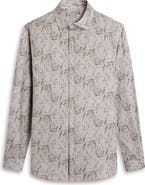 Bugatchi Julian Shaped Fit Abstract Geo Print Stretch Cotton Button-Up Shirt