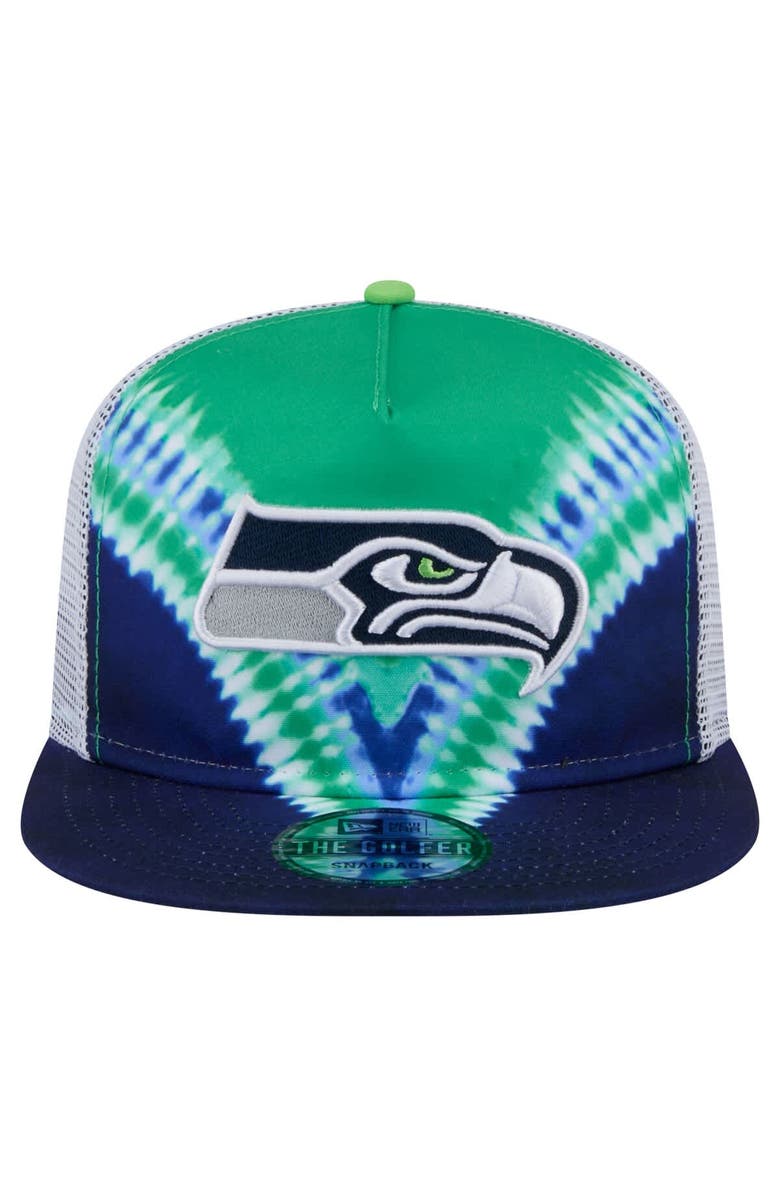 New Era Men's New Era Neon Green/College Navy Seattle Seahawks Throwback Dye Golfer Snapback Hat, Alternate, color, 