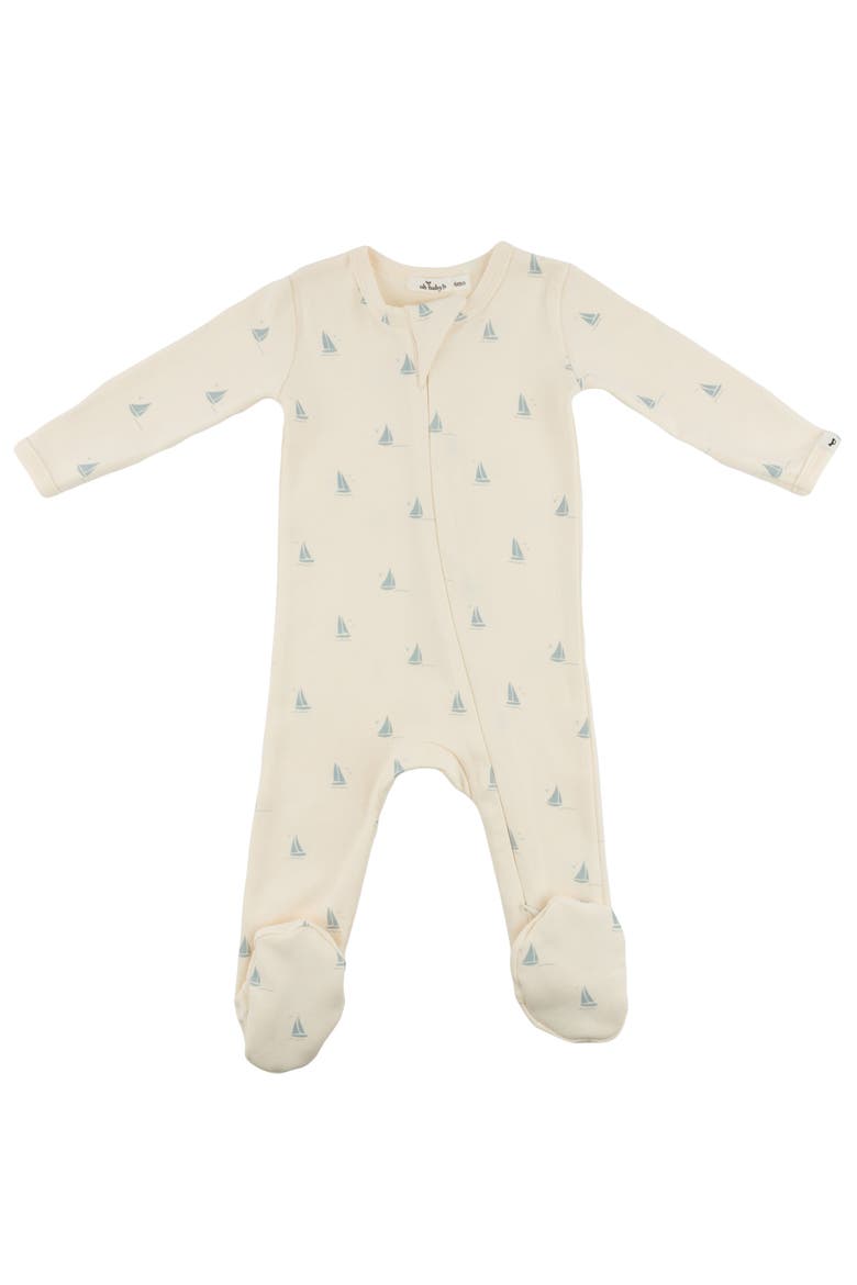 Mini Sailboats Footie, Main, color, Milk
