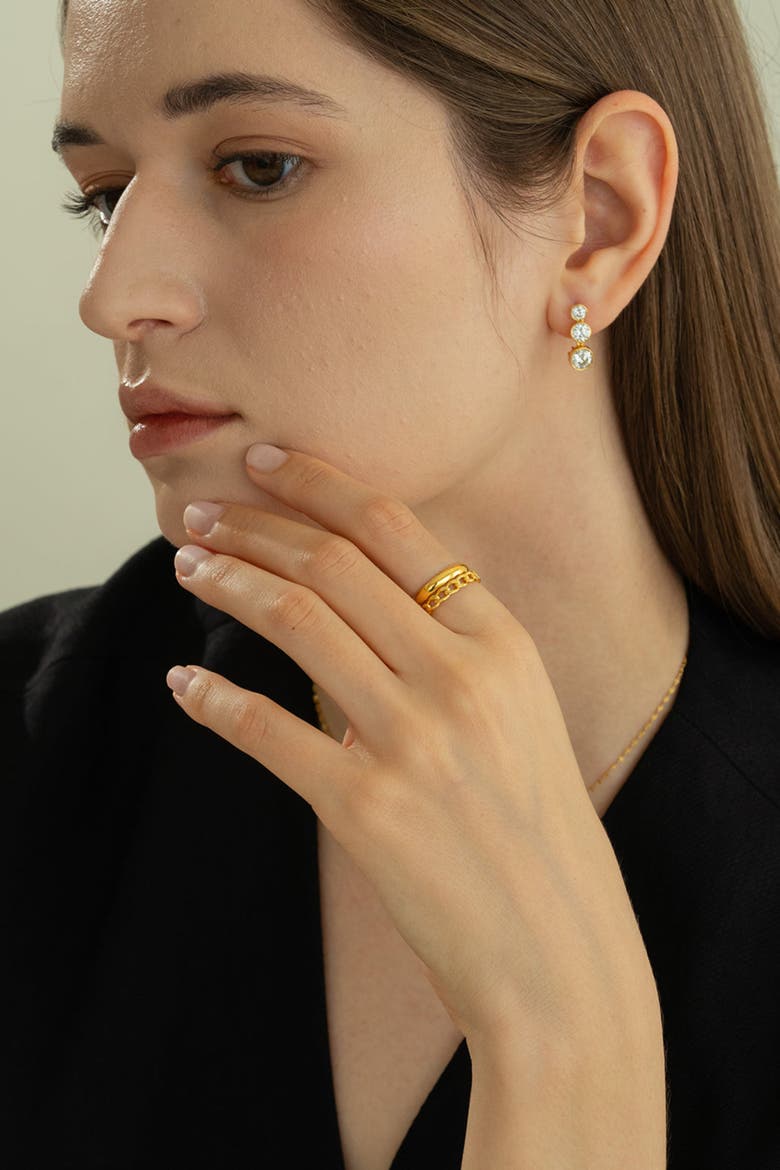 Sterling Silver 18k Gold Plated Gabriella Earrings Dainty Statement, Alternate, color, Gold