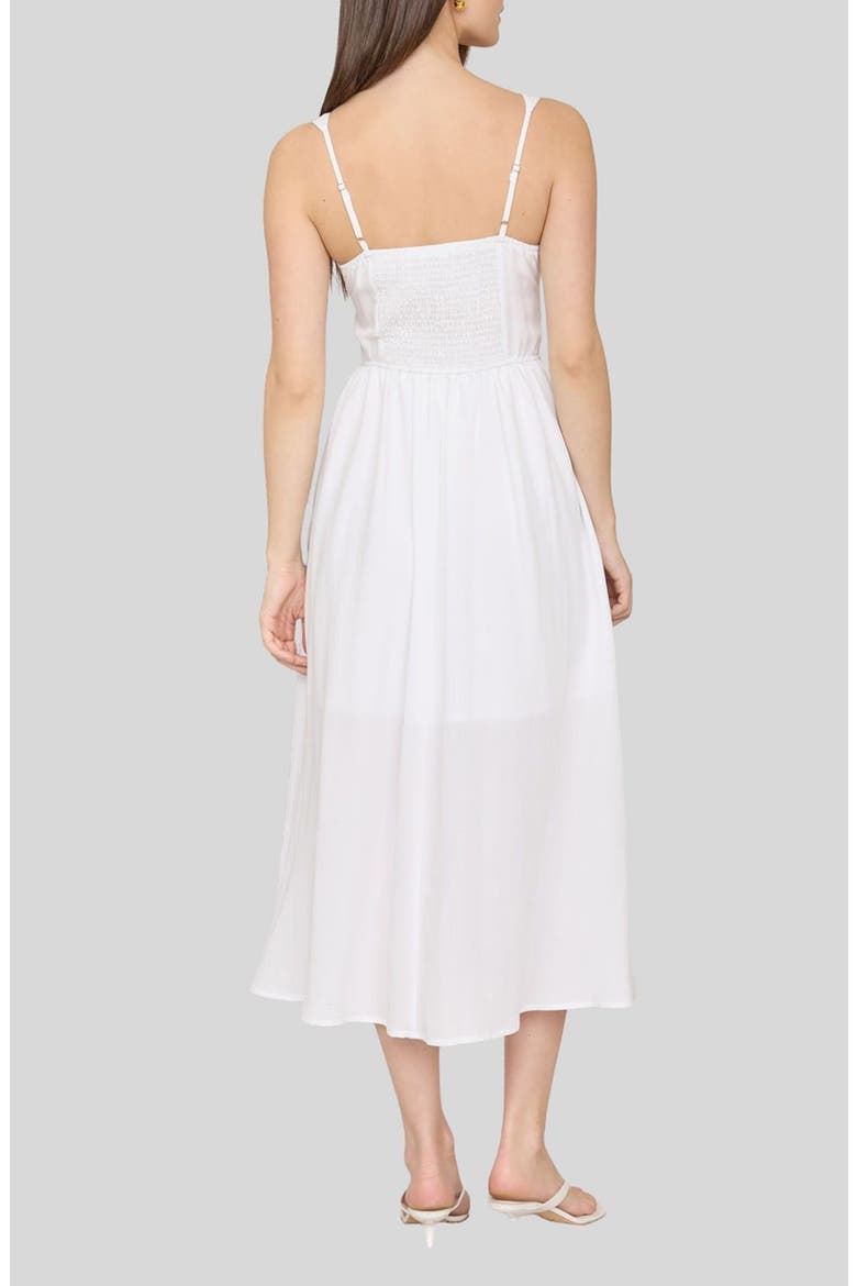 Bow Fit & Flare Midi Sundress, Alternate, color, WHITE