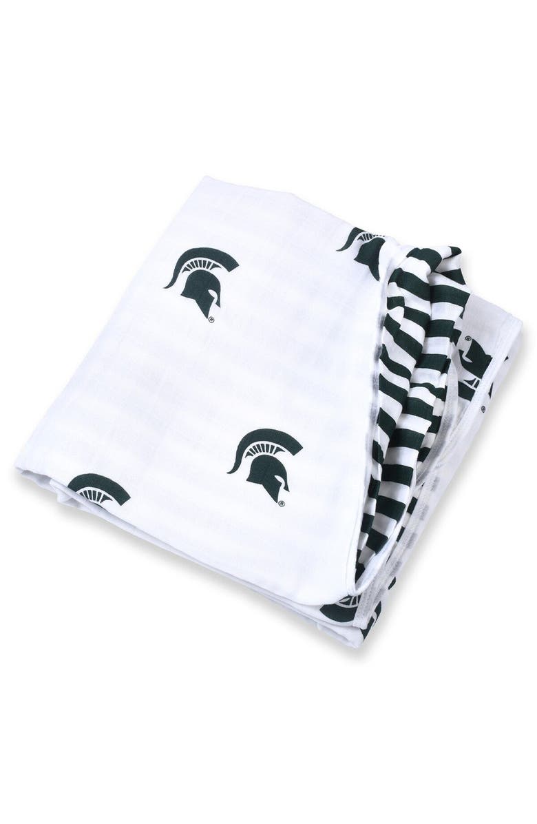 Three Little Anchors Infant Three Little Anchors Michigan State Spartans 47" x 47" Muslin 4-Layer Blanket, Main, color, White