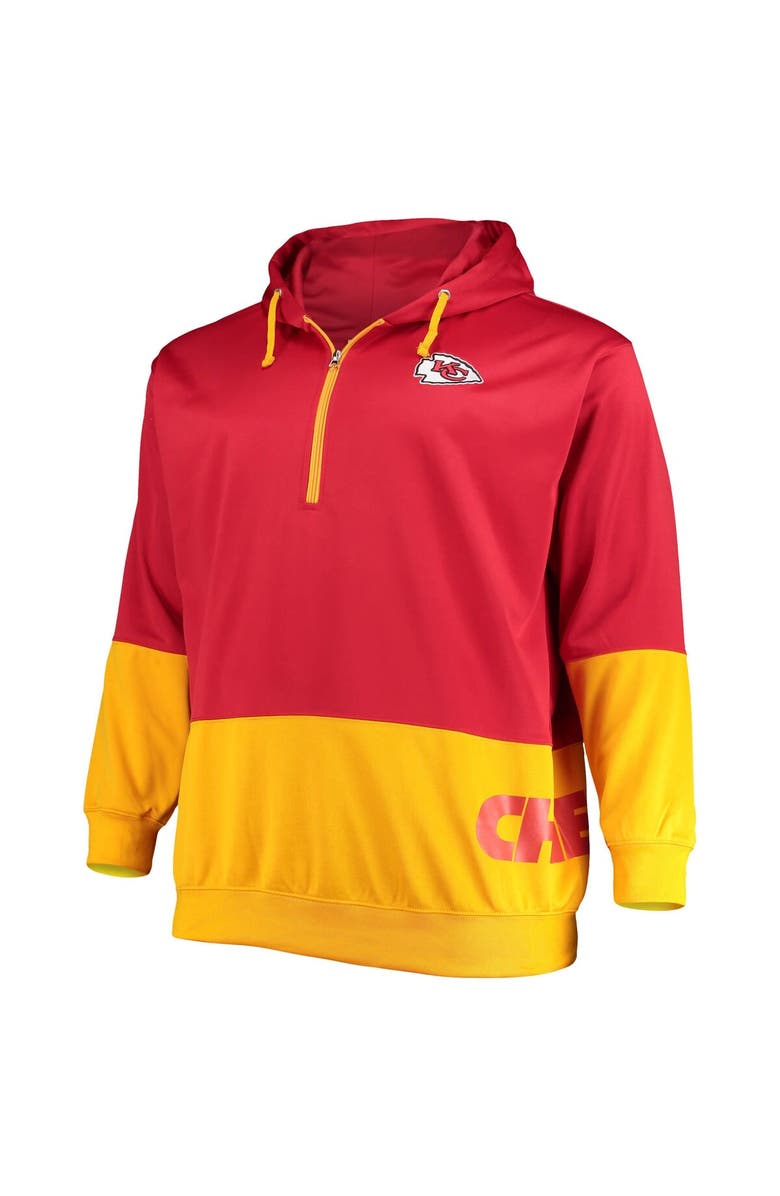 PROFILE Men's Red/Gold Kansas City Chiefs Big & Tall Quarter-Zip Hoodie, Alternate, color, 