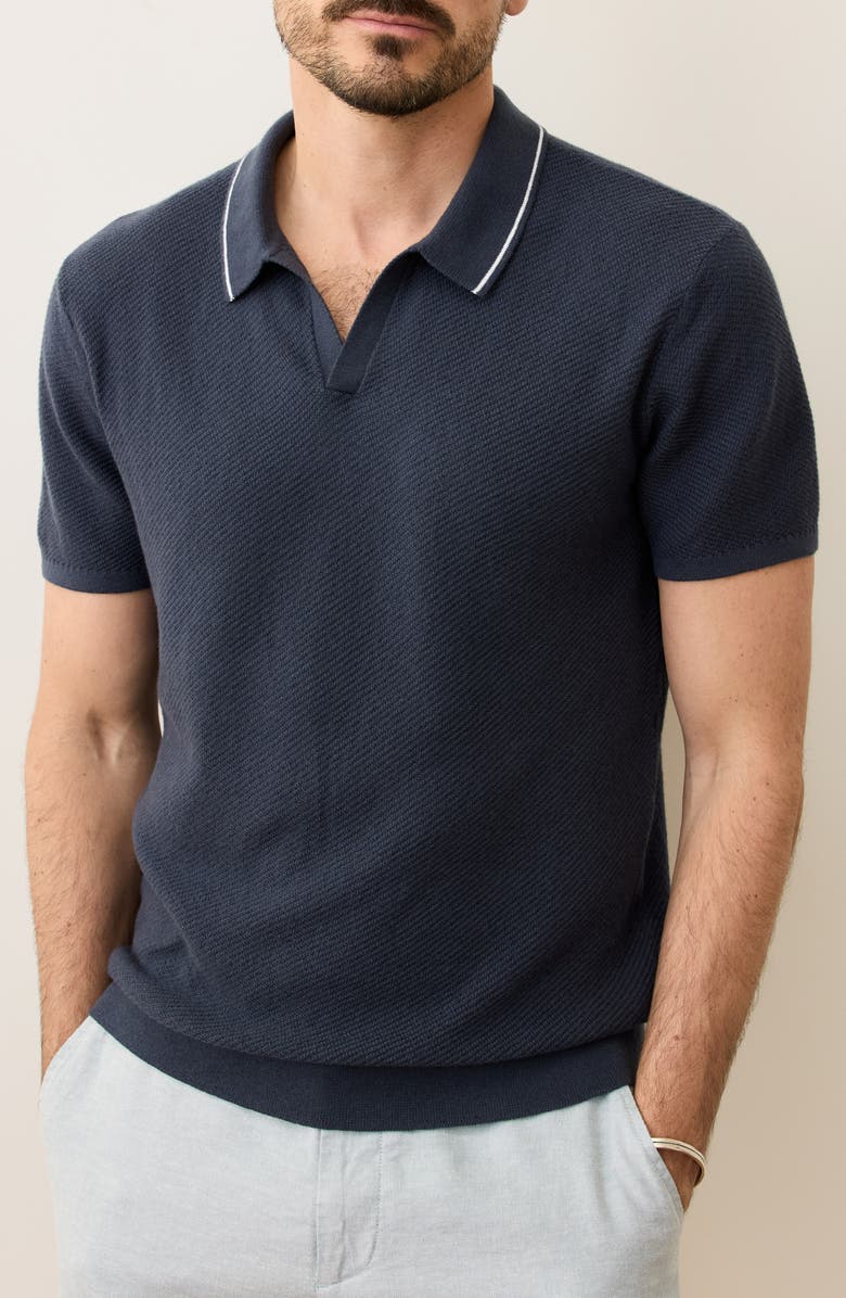 Marine Layer Greyson Short Sleeve Polo Sweater, Main, color, India Ink
