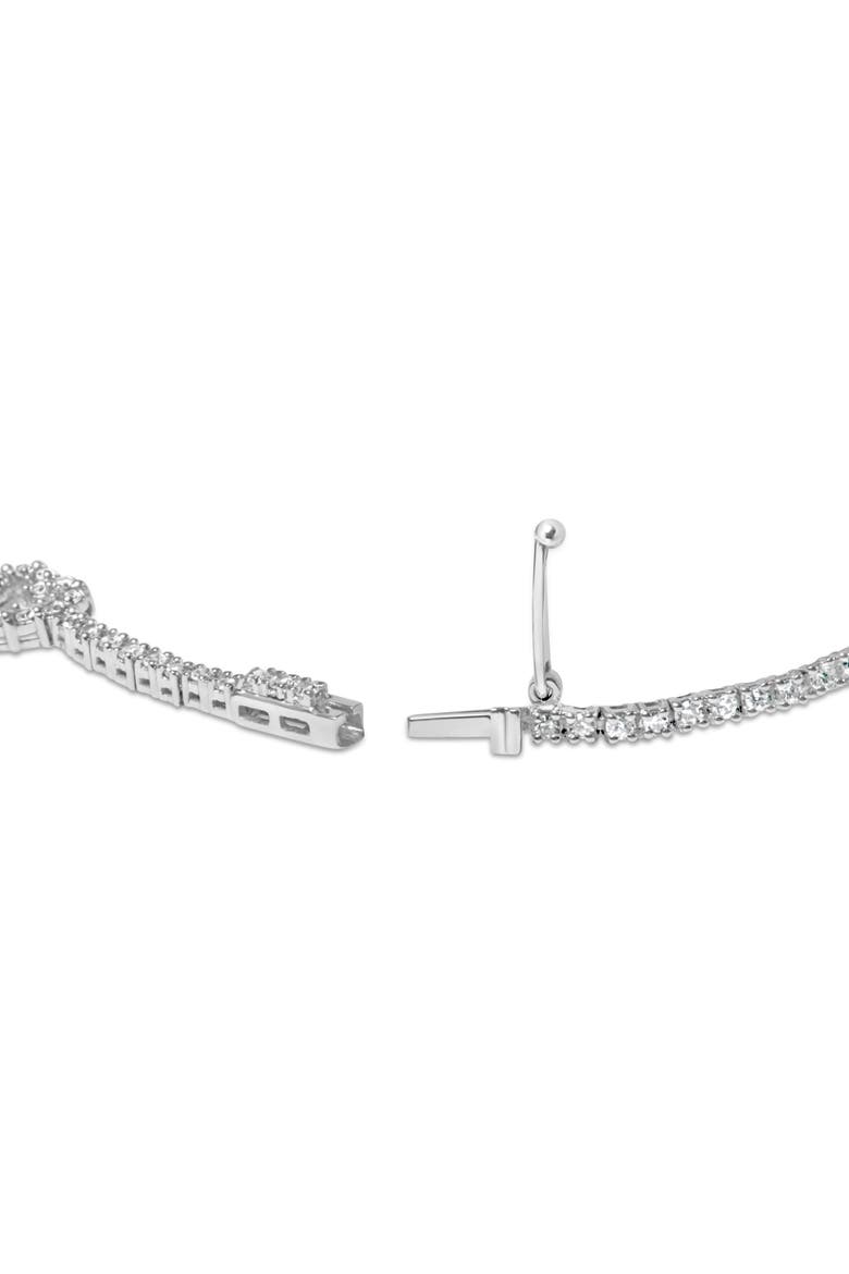 14K White Gold 1 1/2 Cttw Diamond Heart Station Strand Bracelet - 7.5 Inches, Alternate, color, White