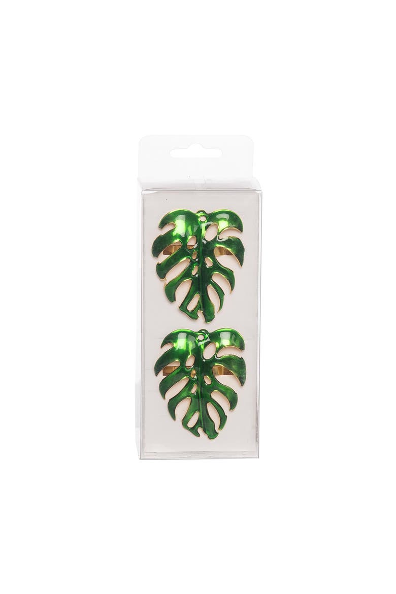 Monstera Leaf Napkin Rings Set of 4, Alternate, color, Blue