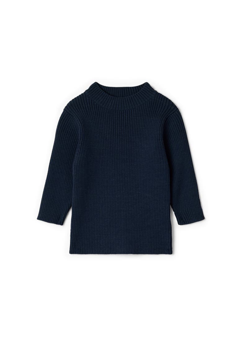 Ribbed Long Sleeve Mock Neck Knit Top, Main, color, Navy