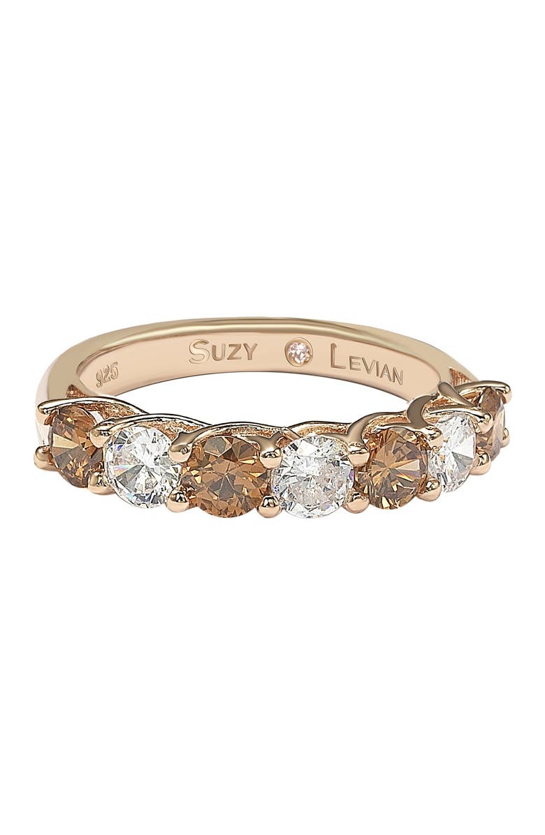 SUZY LEVIAN Rose-Tone Sterling Silver Prong Set Round-Cut CZ Band Ring, Alternate, color,