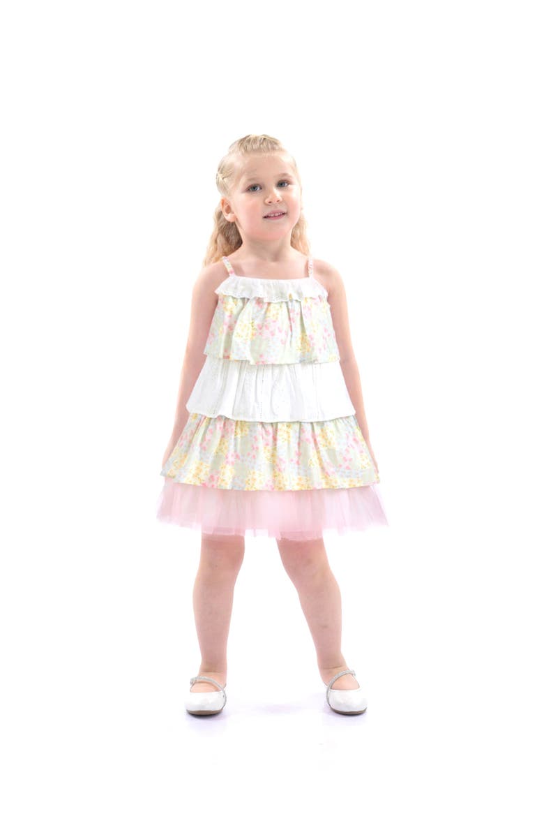 Mimi Tutu Tiered Warm Floral Dress Set, Alternate, color, Yellow