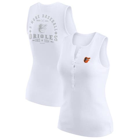 Women's WEAR by Erin Andrews White Baltimore Orioles Rib-Knit Henley Tank Top