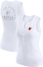 WEAR by Erin Andrews Women's WEAR by Erin Andrews White Baltimore Orioles Rib-Knit Henley Tank Top