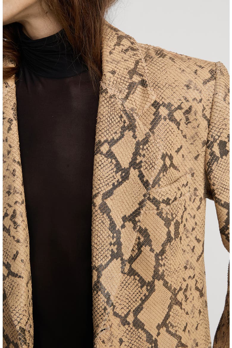 The Snake Print Leather Blazer, Alternate, color, SAND MULTI