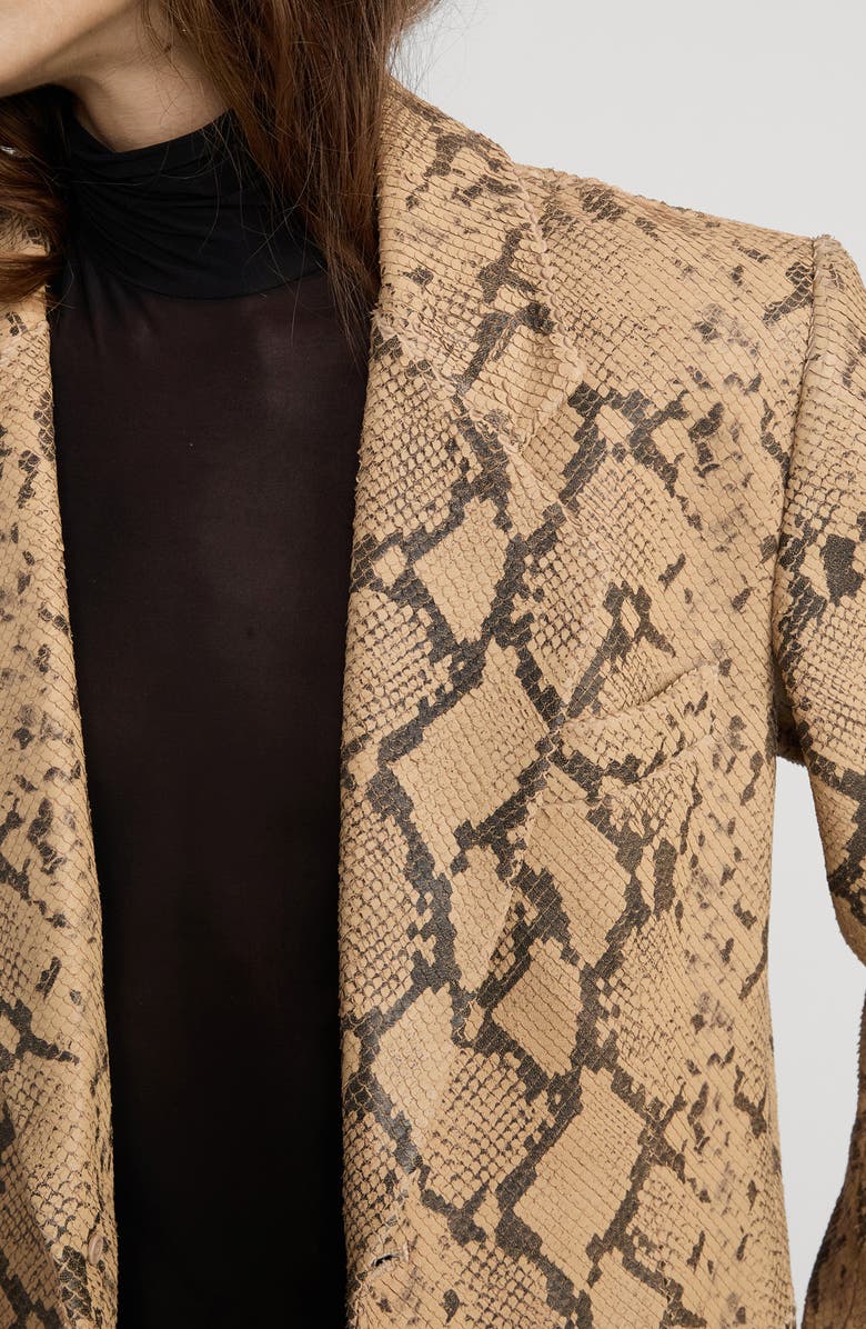 FRAME The Snake Print Leather Blazer, Alternate, color, Sand Multi