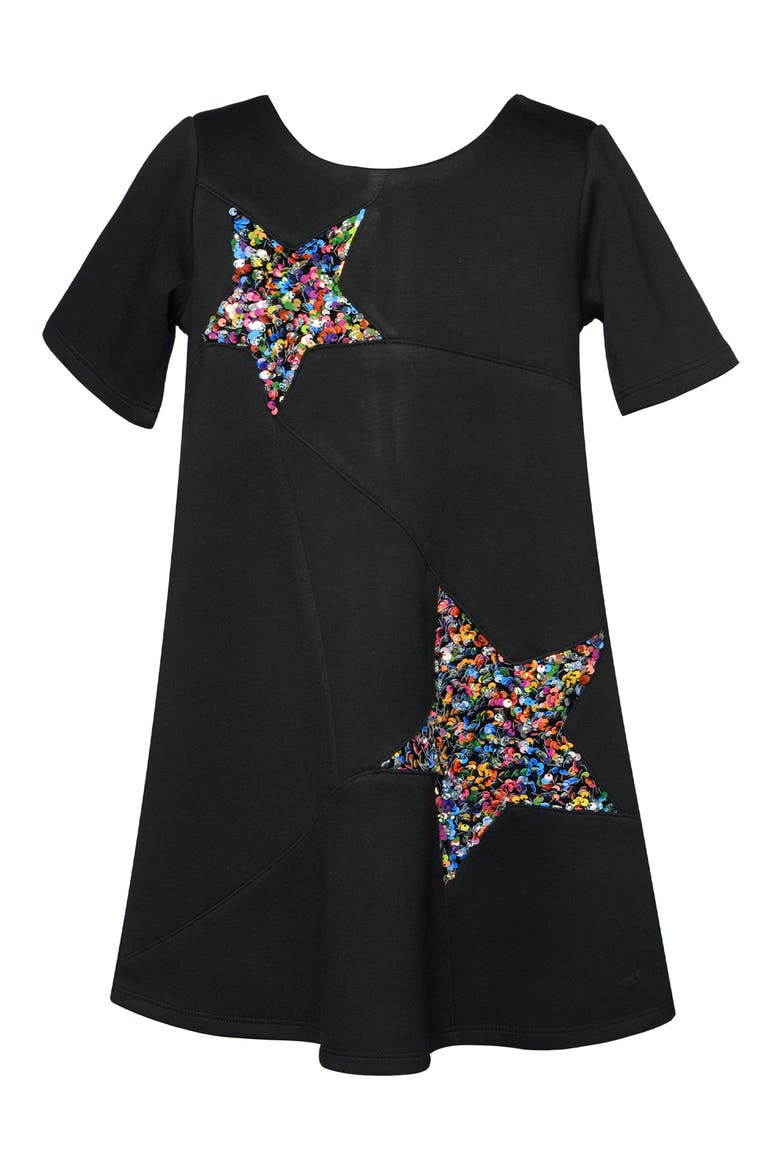 Kids' Sequin Star Shift Dress, Main, color, BLACK