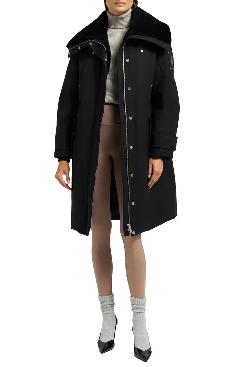 Original Storm Water Repellent Genuine Shearling Lined 800 Fill Power Down Parka, Main, color, BLK W/ BLK SH