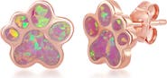 SIMONA Sterling Silver & Opal Paw Stud Earrings.