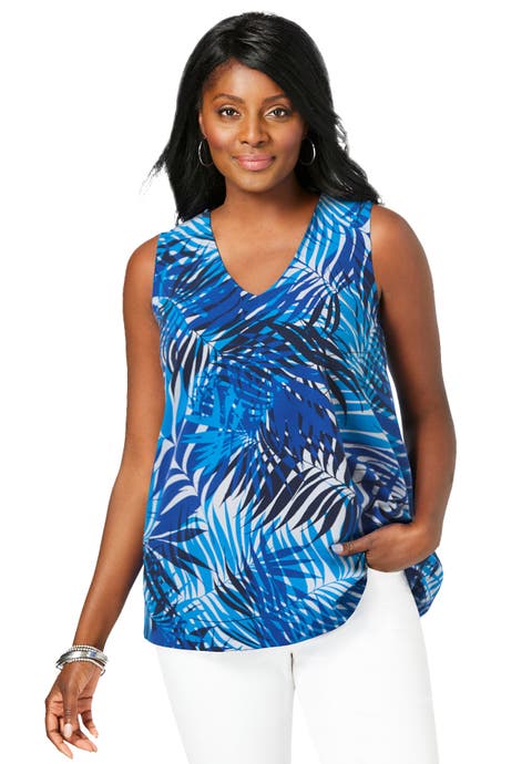 Stretch Cotton V-Neck Trapeze Tank