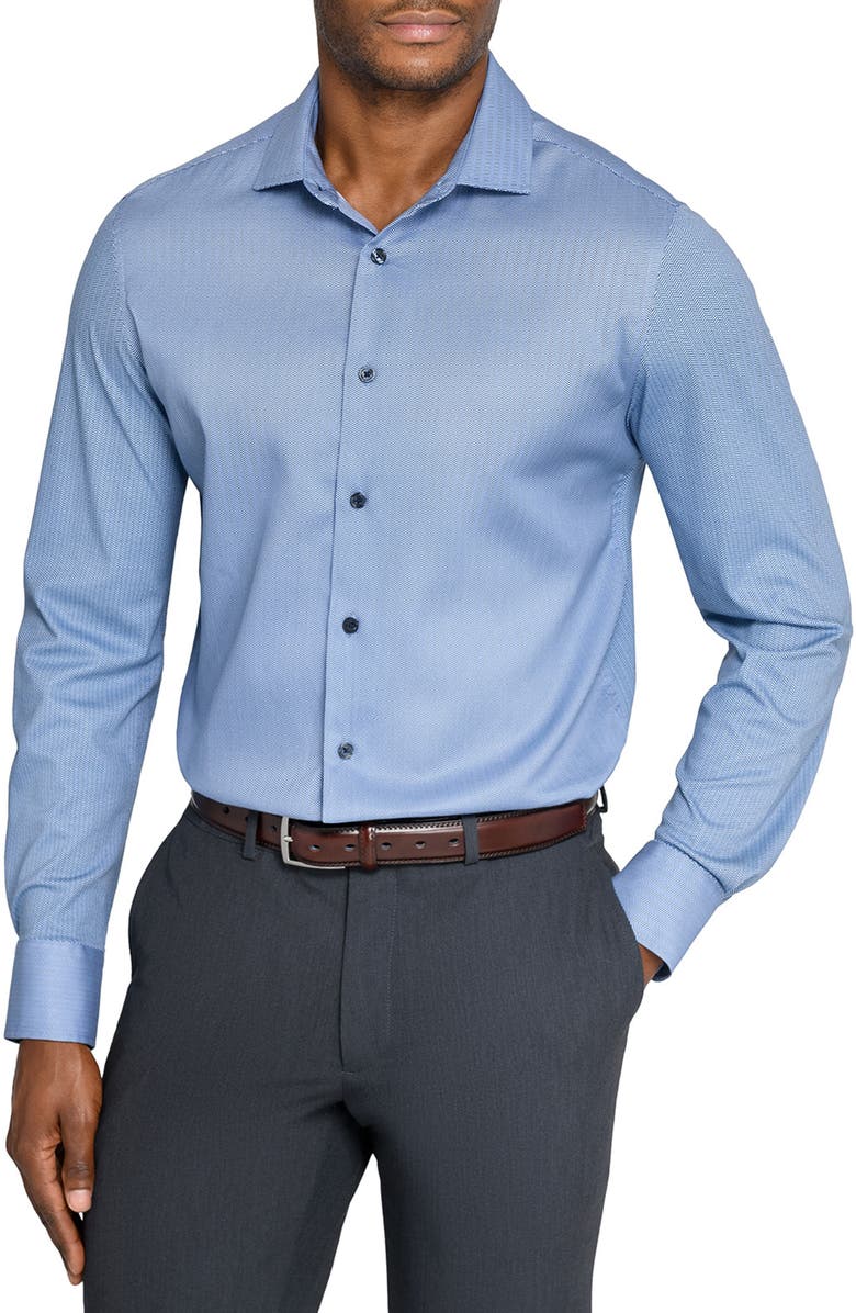 W.R.K Slim Fit Stripe Duo Reworked Cotton Dress Shirt, Alternate, color, Navy/ Blue