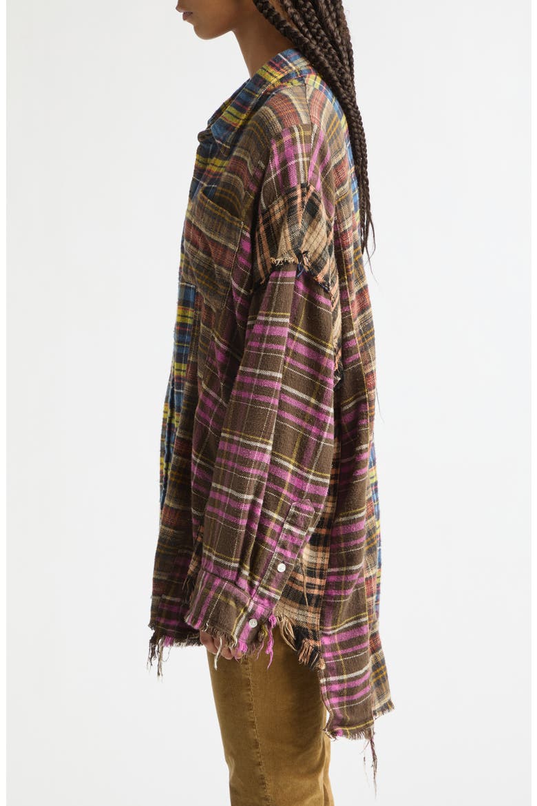 Spliced Drop Neck Oversized Shirt, Alternate, color, BLUE MULTI PLAID
