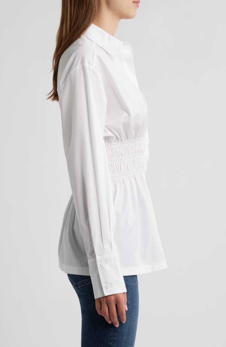 rag & bone Blythe Cotton Smocked Waist Peplum Button-Up Shirt, Alternate, color, White