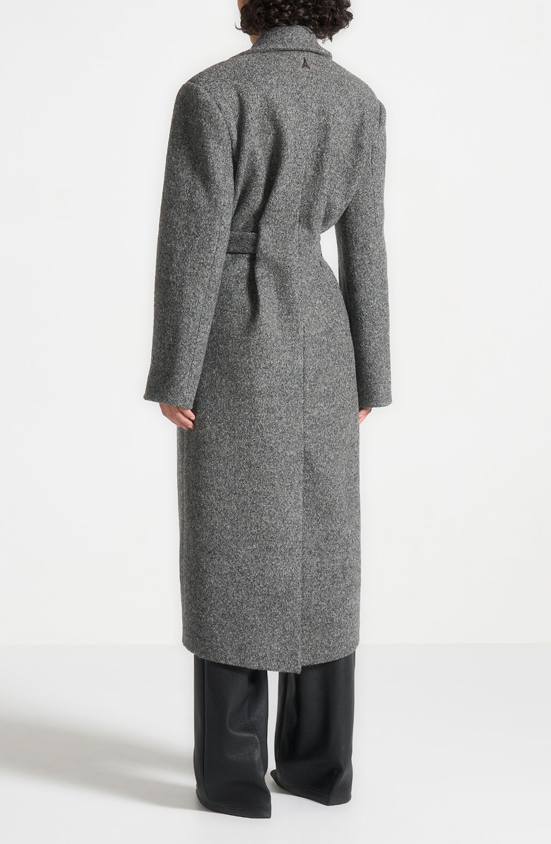 Manière De Voir Jena Wide Shoulder Wool Coat with Cinch Belt, Alternate, color, Grey