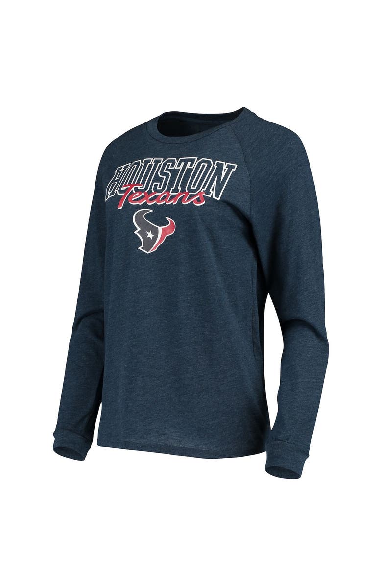 CONCEPTS SPORT Women's Concepts Sport Navy Houston Texans Meter Knit Long Sleeve Raglan Top & Shorts Sleep Set, Alternate, color, 