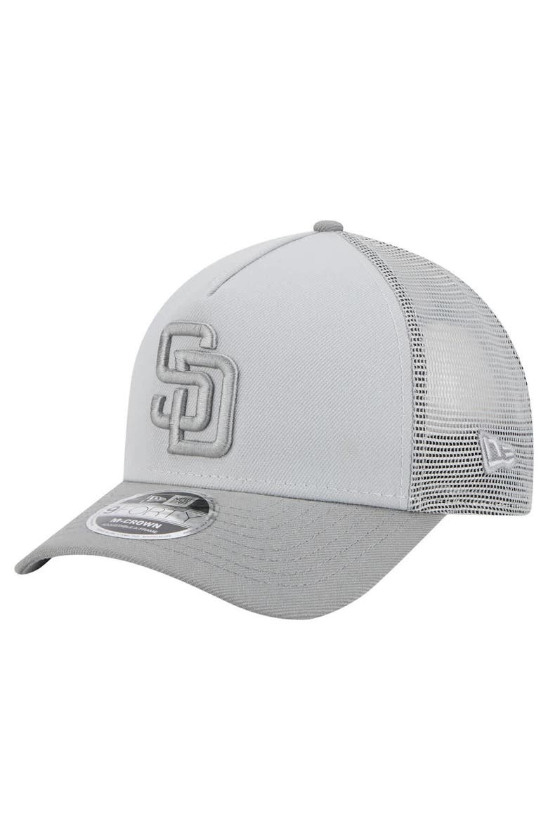 New Era Men's New Era Gray San Diego Padres Color Pack A-Frame 9FORTY Trucker Adjustable Hat, Main, color, 