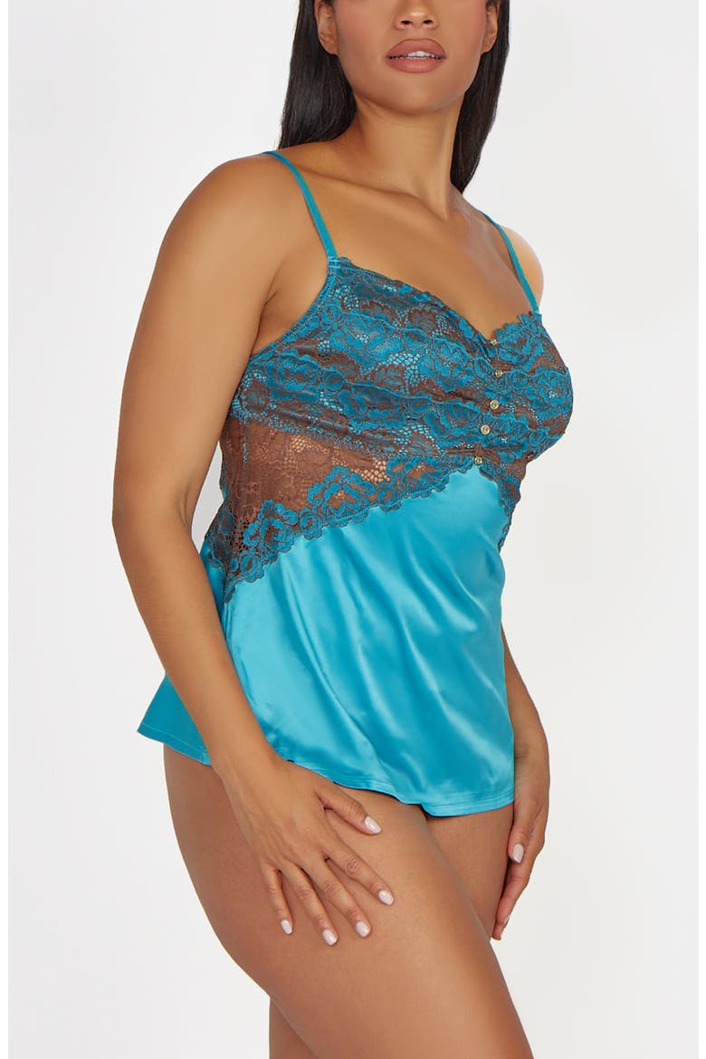 Lace Bodice Satin Camisole Set, Alternate, color, Capri