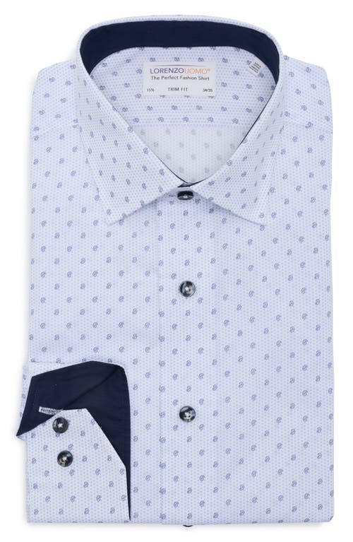 Lorenzo Uomo Trim Fit Paisley Cotton Dress Shirt In White