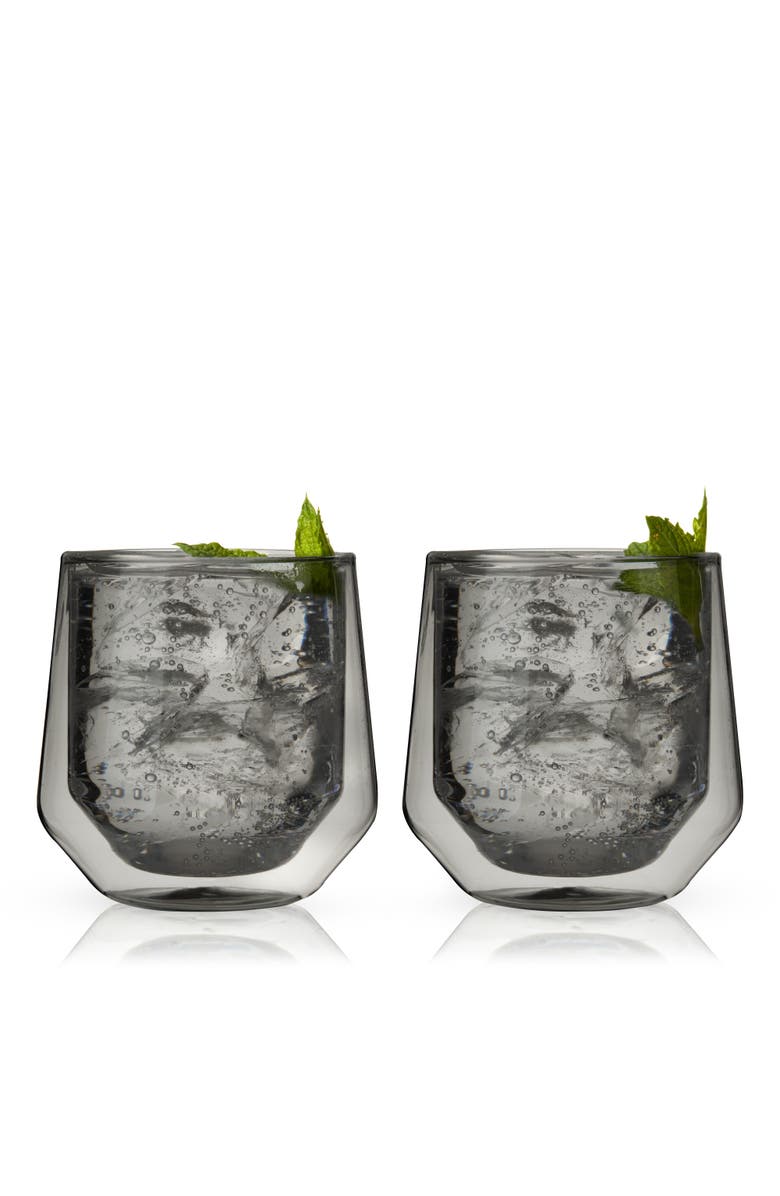 Viski Aurora Double Walled Tumblers Set of 2, Main, color, Grey