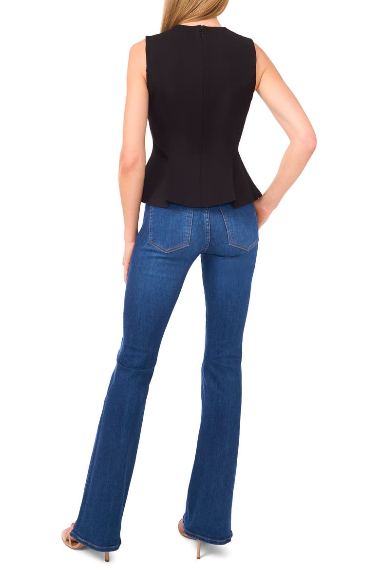 Peplum Ponte Knit Tank, Alternate, color, RICH BLACK