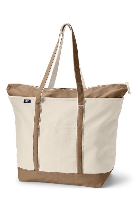 Zip Top Canvas Tote Bag