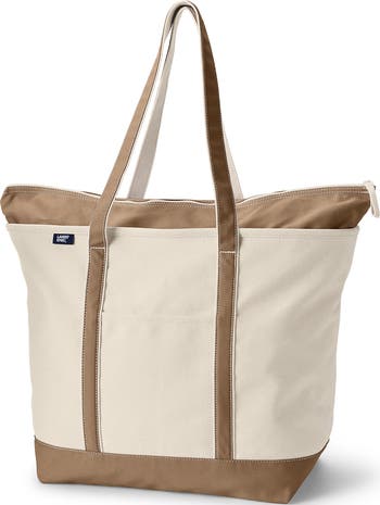LANDS’END canvas tote bag size M Amazon.com | Lands' End Solid Long Handle Zip Top Canvas