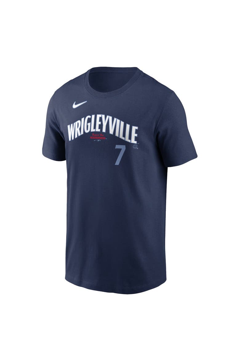 Men's Nike Dansby Swanson Navy Chicago Cubs City Connect Fuse Name & Number T-Shirt, Alternate, color, Navy