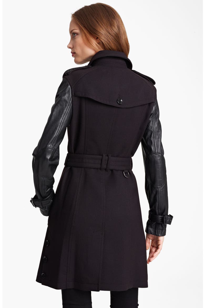 'Yarrowfield' Lambskin Sleeve Trench, Alternate, color, BLACK PEARL