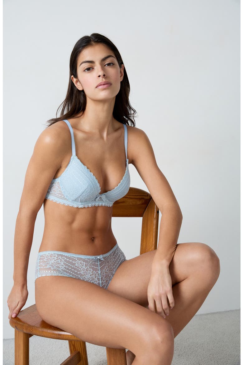 Panama Underwire Plunge Push-Up Bra, Alternate, color, LIGHT BLUE