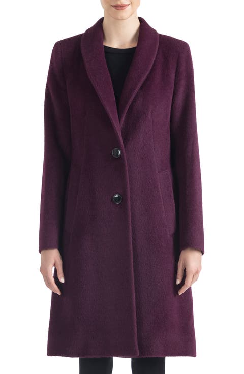 Shawl Collar Alpaca Wrap Coat