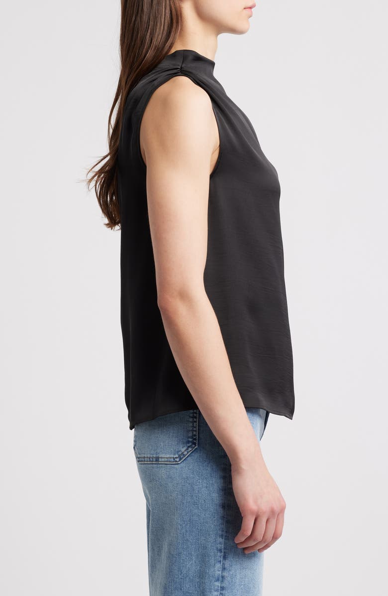 rag & bone Julie Mock Neck Sleeveless Satin Top, Alternate, color, Black