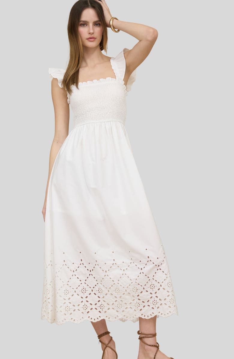 Blu Pepper Eyelet Midi Dress, Alternate, color, White