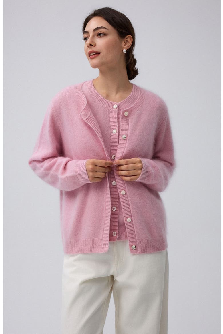 Brushed Wool-Blend Cardigan, Alternate, color, Vintage Pink